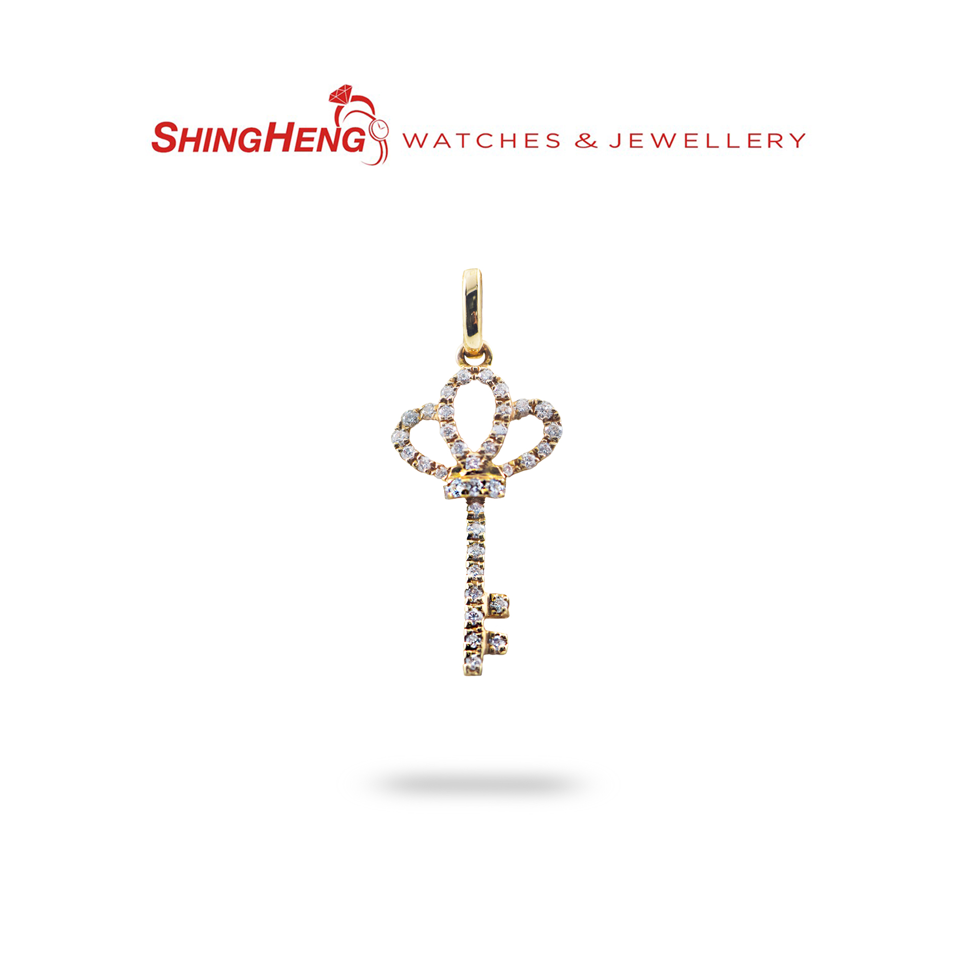 18K Rose Gold Diamond Key Pendant