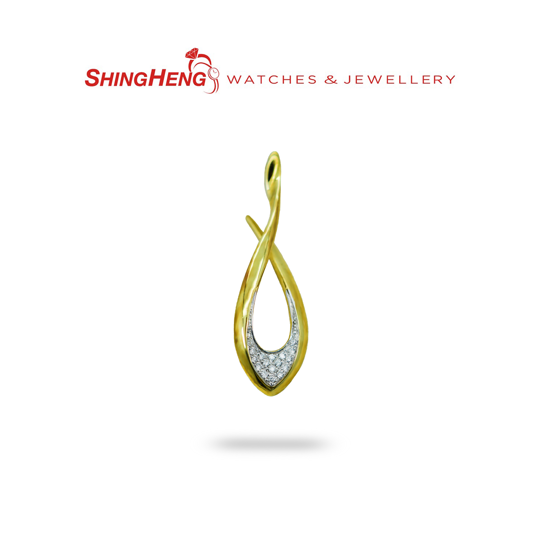 18K Gold Diamond Teardrop Loop Pendant