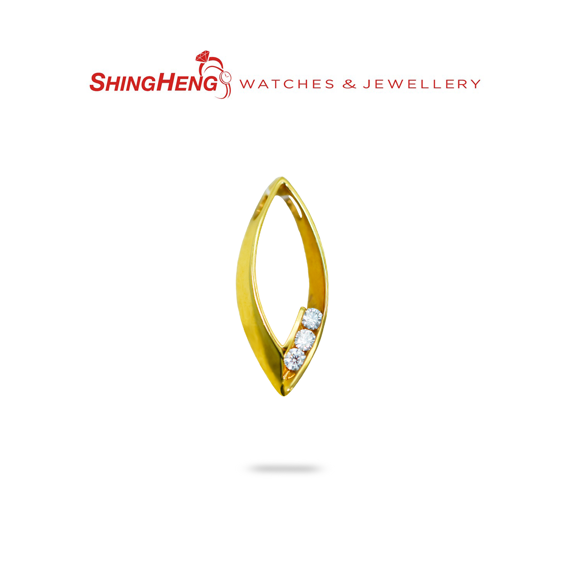18K Rose Gold Diamond Leaf Loop Pendant