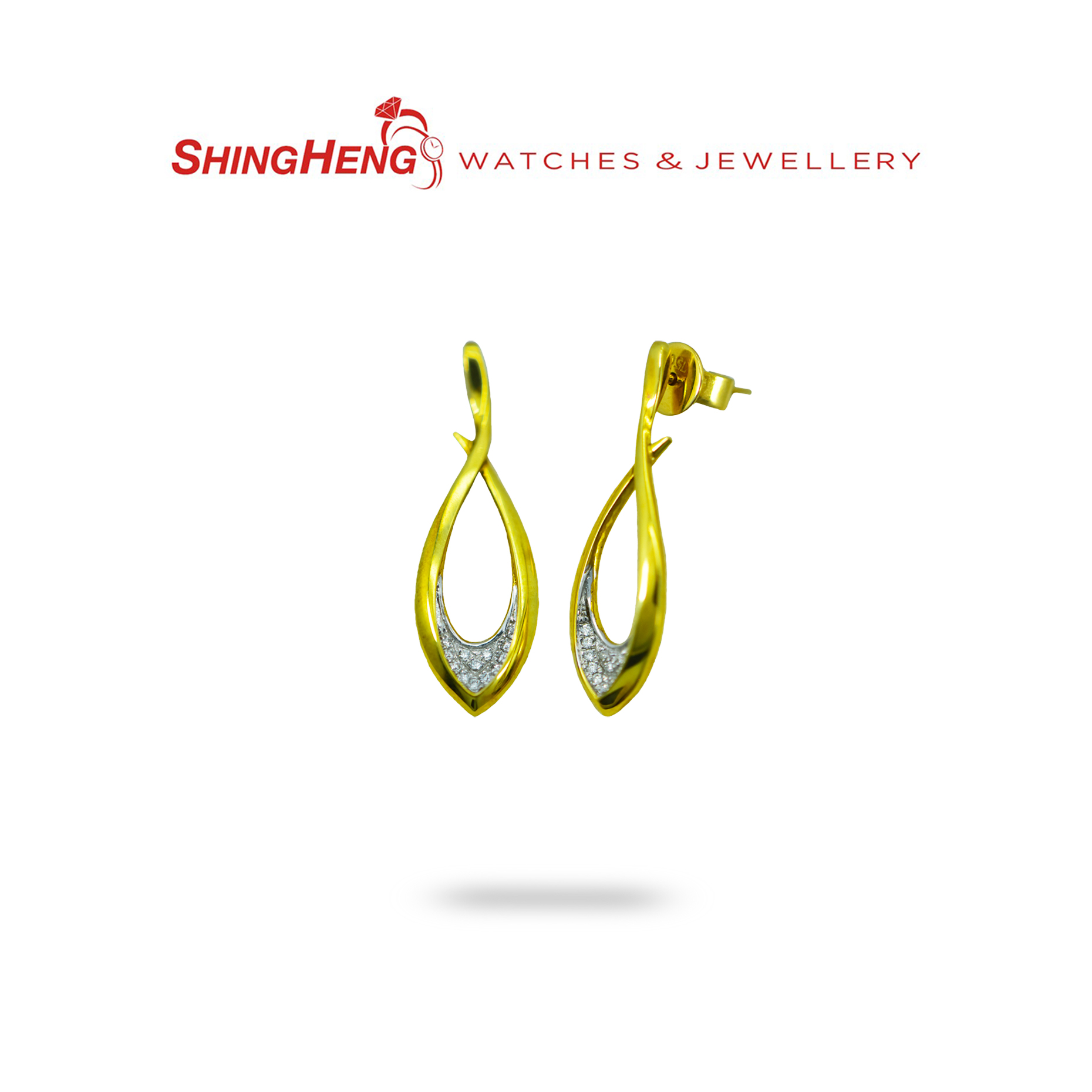 18K Gold Diamond Loop Earrings