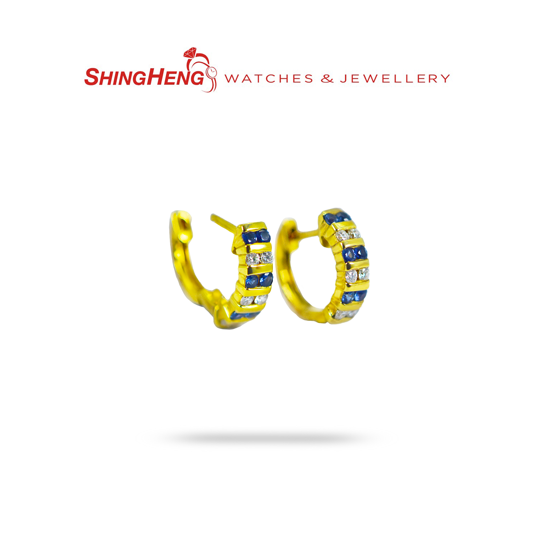 18K Gold Sapphire Diamond Earrings